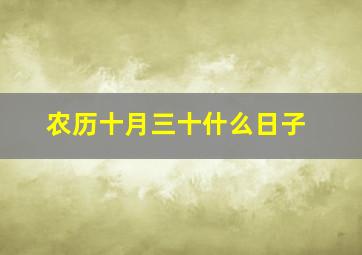 农历十月三十什么日子