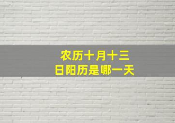 农历十月十三日阳历是哪一天