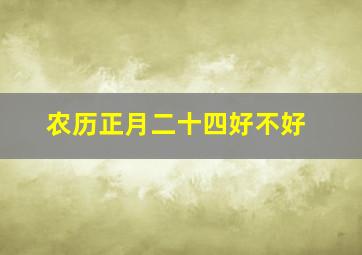 农历正月二十四好不好