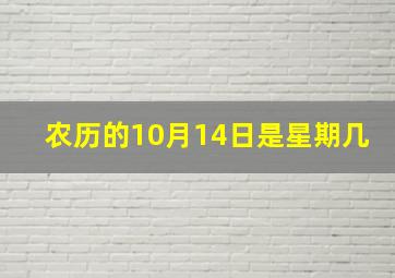 农历的10月14日是星期几