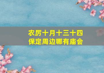 农厉十月十三十四保定周边哪有庙会