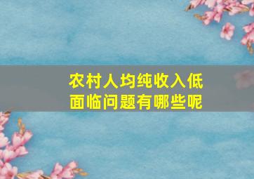 农村人均纯收入低面临问题有哪些呢