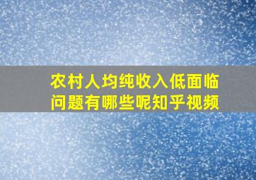 农村人均纯收入低面临问题有哪些呢知乎视频