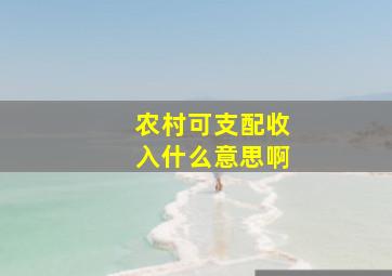 农村可支配收入什么意思啊