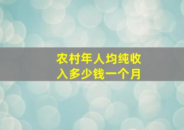 农村年人均纯收入多少钱一个月