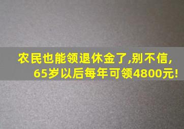 农民也能领退休金了,别不信,65岁以后每年可领4800元!