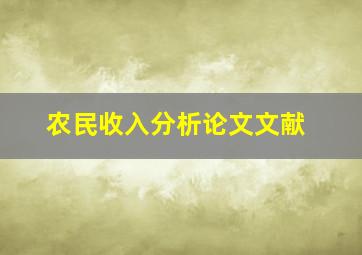 农民收入分析论文文献