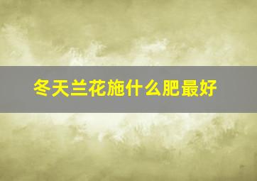 冬天兰花施什么肥最好