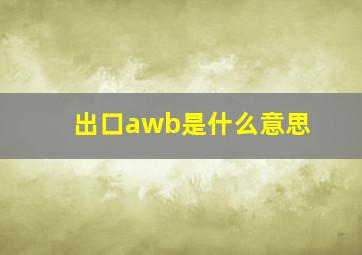 出口awb是什么意思