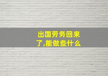 出国劳务回来了,能做些什么