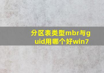 分区表类型mbr与guid用哪个好win7