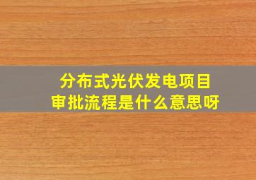 分布式光伏发电项目审批流程是什么意思呀