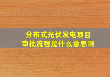 分布式光伏发电项目审批流程是什么意思啊