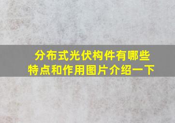 分布式光伏构件有哪些特点和作用图片介绍一下