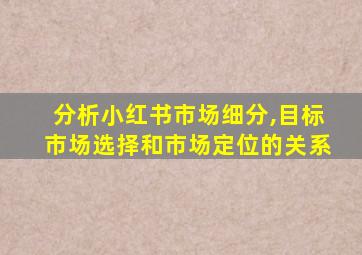 分析小红书市场细分,目标市场选择和市场定位的关系