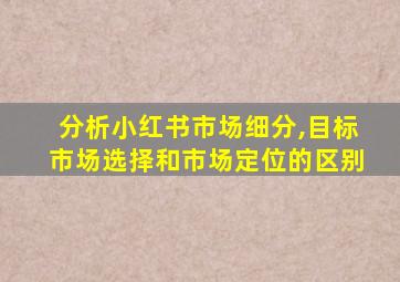 分析小红书市场细分,目标市场选择和市场定位的区别