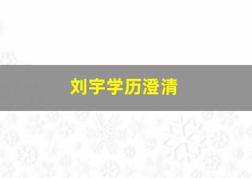 刘宇学历澄清