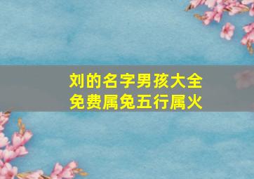 刘的名字男孩大全免费属兔五行属火