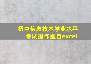 初中信息技术学业水平考试操作题目excel