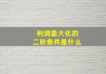 利润最大化的二阶条件是什么