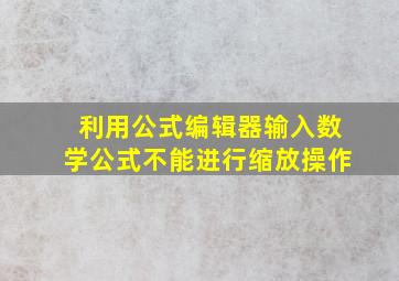 利用公式编辑器输入数学公式不能进行缩放操作