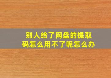 别人给了网盘的提取码怎么用不了呢怎么办