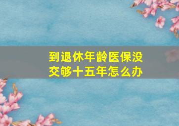 到退休年龄医保没交够十五年怎么办