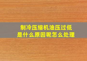 制冷压缩机油压过低是什么原因呢怎么处理