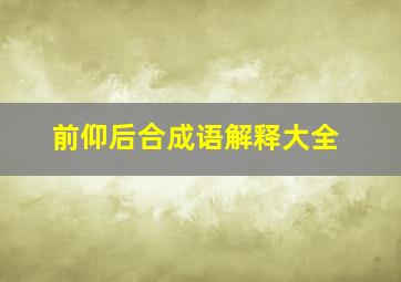 前仰后合成语解释大全