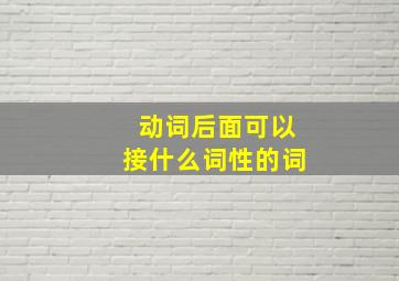 动词后面可以接什么词性的词