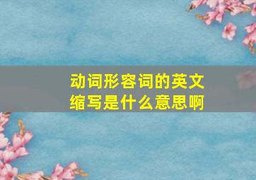 动词形容词的英文缩写是什么意思啊