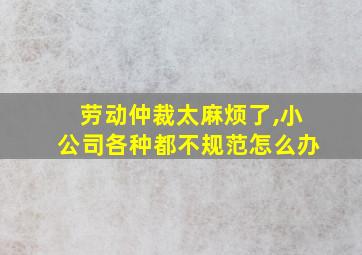 劳动仲裁太麻烦了,小公司各种都不规范怎么办