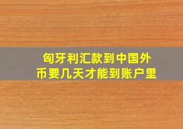 匈牙利汇款到中国外币要几天才能到账户里