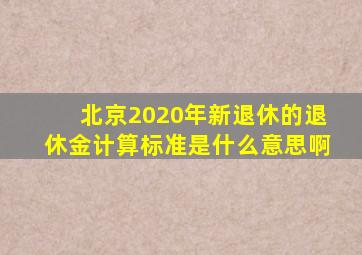 北京2020年新退休的退休金计算标准是什么意思啊