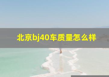 北京bj40车质量怎么样