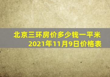 北京三环房价多少钱一平米2021年11月9日价格表