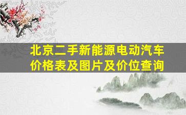 北京二手新能源电动汽车价格表及图片及价位查询