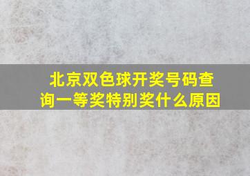 北京双色球开奖号码查询一等奖特别奖什么原因