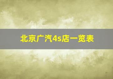 北京广汽4s店一览表