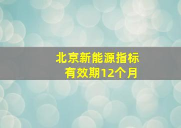 北京新能源指标有效期12个月