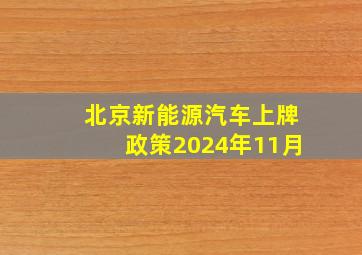 北京新能源汽车上牌政策2024年11月