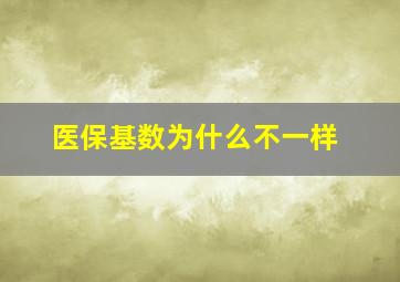 医保基数为什么不一样