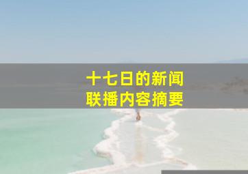 十七日的新闻联播内容摘要