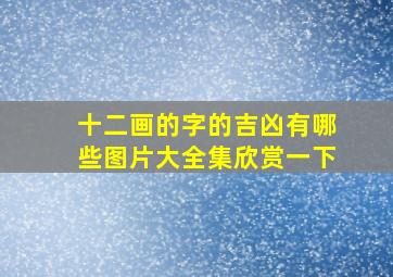 十二画的字的吉凶有哪些图片大全集欣赏一下