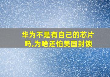 华为不是有自己的芯片吗,为啥还怕美国封锁