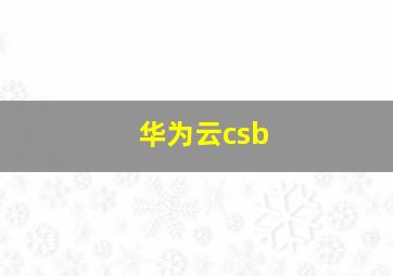 华为云csb