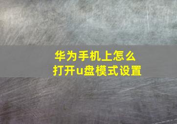 华为手机上怎么打开u盘模式设置