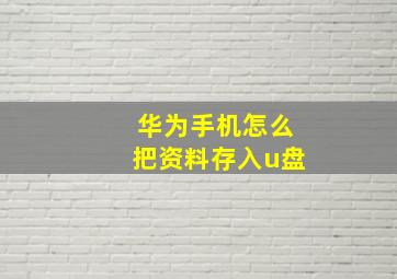 华为手机怎么把资料存入u盘