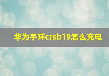 华为手环crsb19怎么充电