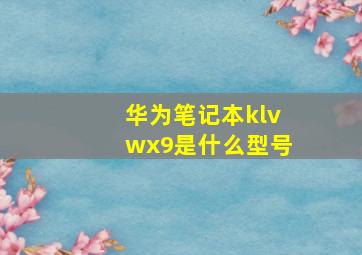 华为笔记本klvwx9是什么型号